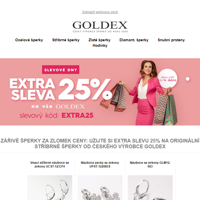 Zářivé šperky za zlomek ceny: Užijte si EXTRA SLEVU 25% na originální stříbrné šperky od českého výrobce Goldex