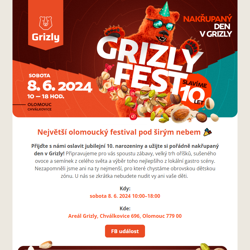 Oříšková party se blíží! Grizlyfest se koná již tuto sobotu v Olomouci_