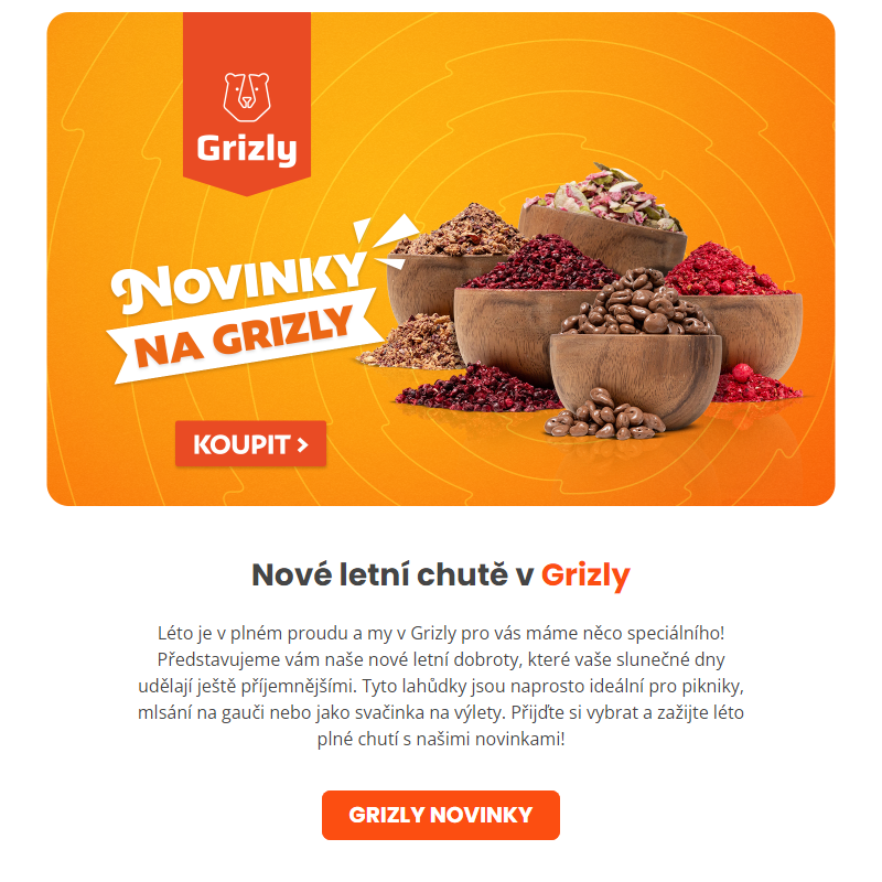 Speciálně pro vás: Nové produkty na Grizly, které si zamilujete _