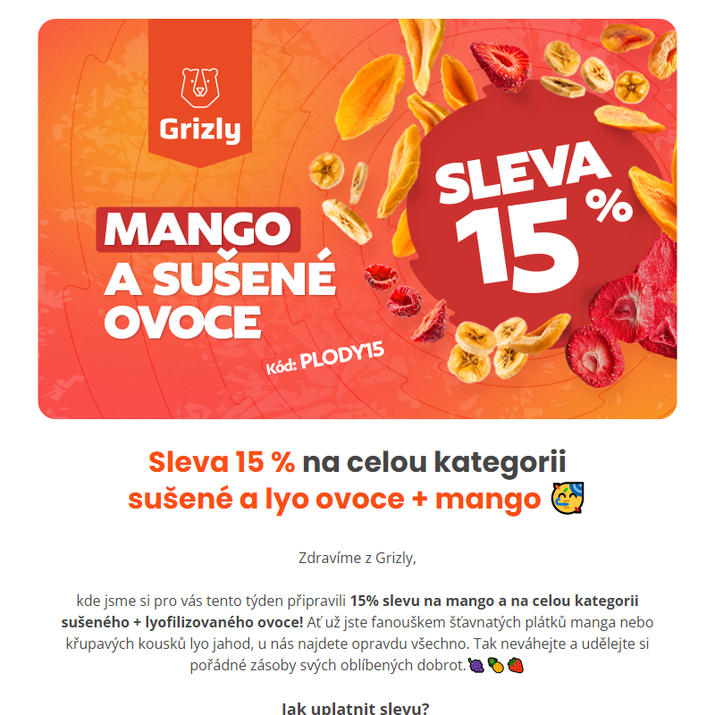 __ Sušené, lyo ovoce a mango se slevou 15 %