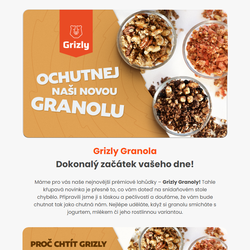 _ Novinka: Ochutnejte naši Grizly granolu