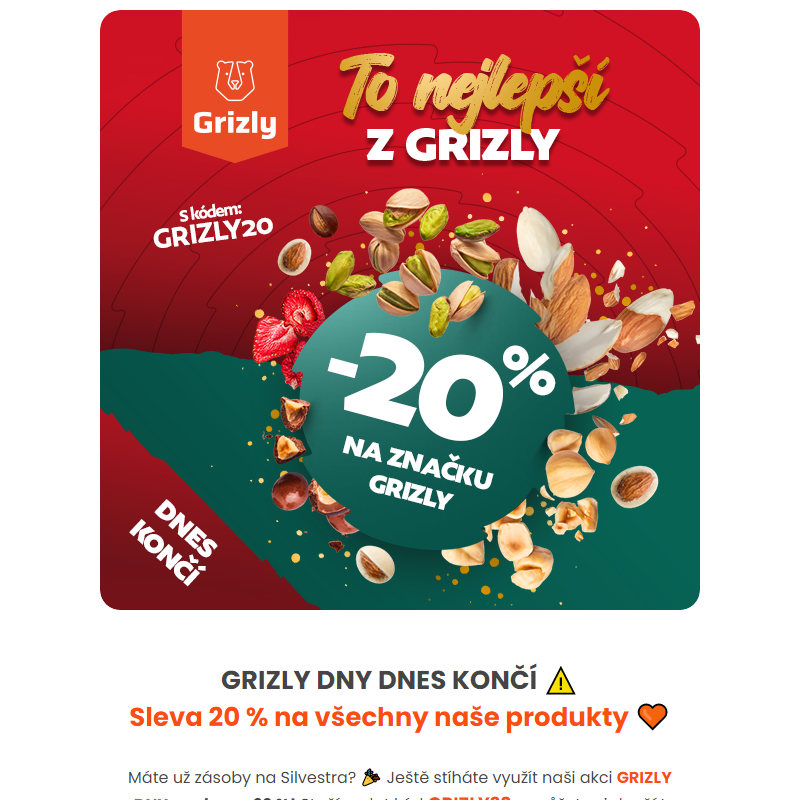 __ Grizly dny dnes končí! Využijte slevu 20 % ještě dnes.