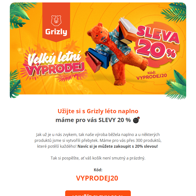 Velký letní výprodej je tady! Využijte slevy 20 %_