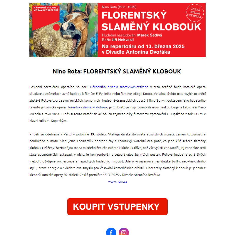 Opera u které se pobavíte? Florentský slaměný klobouk