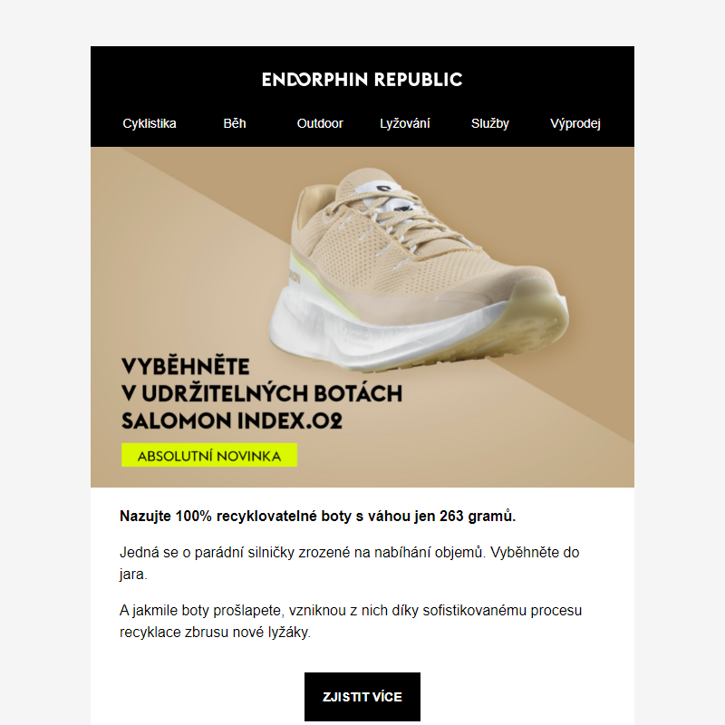 Prohlédněte si udržitelné běžecké boty Salomon Index.02
