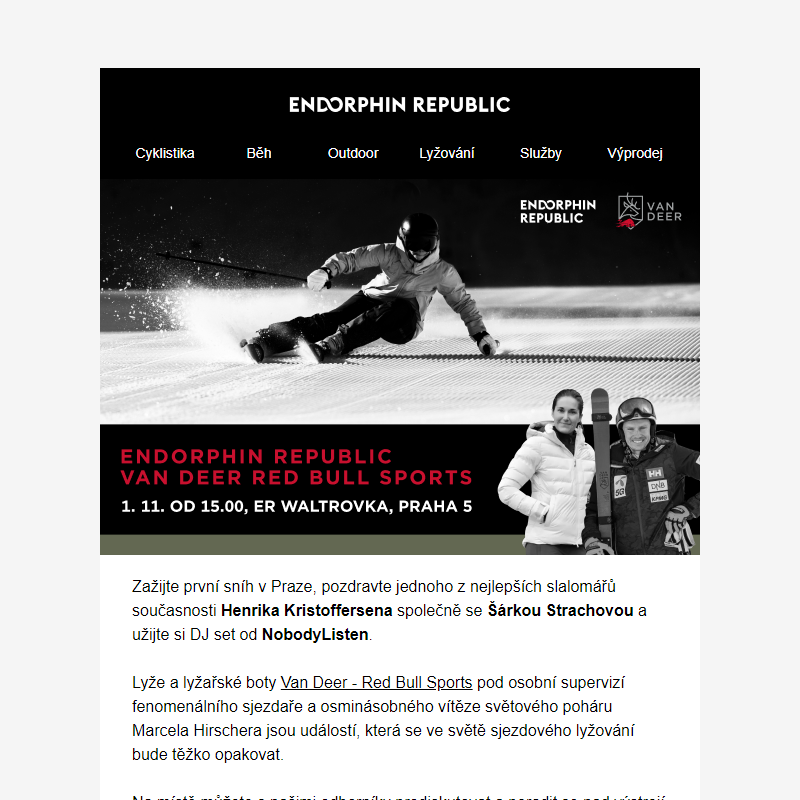 Pozvánka: Endorphin Republic / Van Deer - Red Bull Sports - 1. 11. v Praze na Waltrovce!
