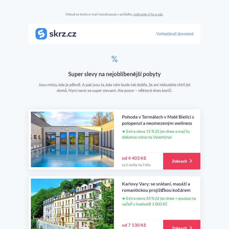 Termály na Valentýna se slevou, bonusy k pobytu a další výhody _