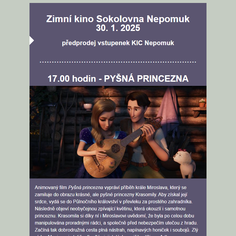 Akce Nepomuk - Zimní kino Sokolovna Nepomuk 30. 1. 2025