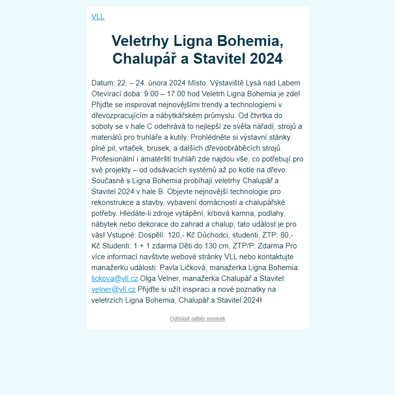 Veletrhy Ligna Bohemia, Chalupář a Stavitel 2024