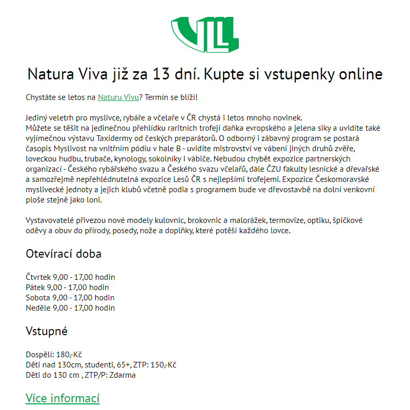 Natura Viva již za 13 dní. Kupte si vstupenky online