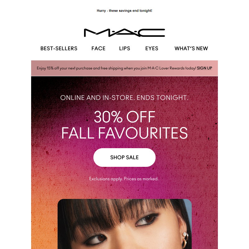 LAST DAY: 30% OFF fall favourites!