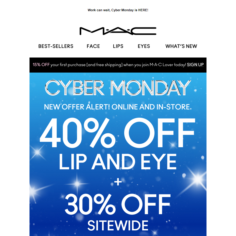 Best offer of the year: 40% off Lip and Eye + 30% off sitewide!