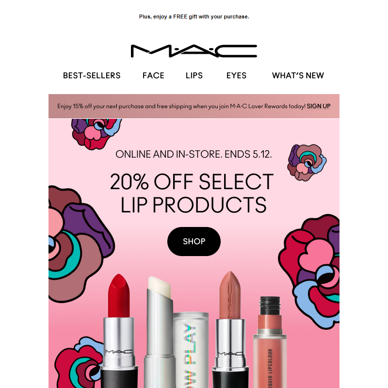STARTS NOW: 20% off lip products _