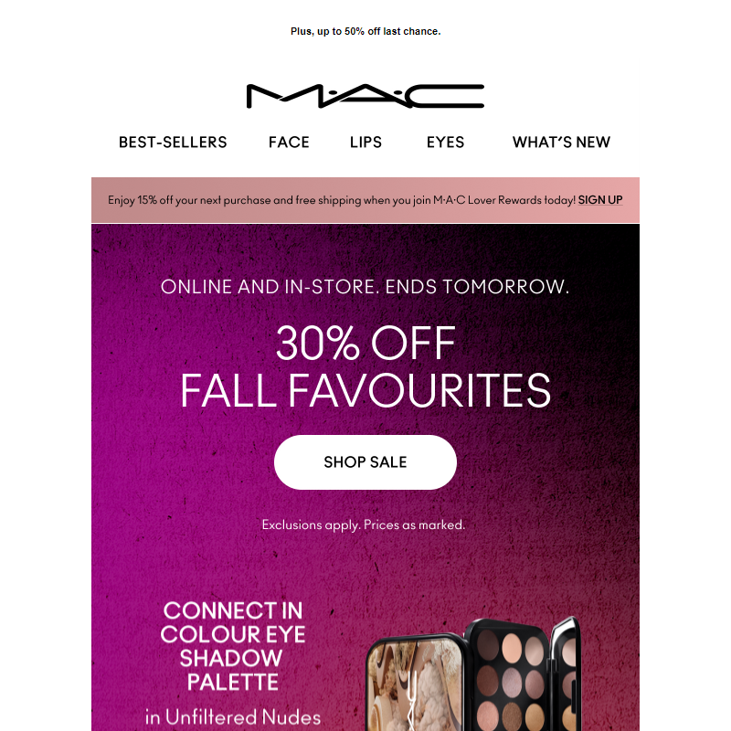 ENDS TOMORROW: 30% OFF fall favourites!