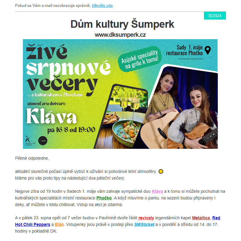 ŠUMPERK - pozvánka na 2 páteční večery plné skvělé muziky