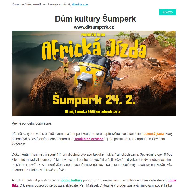 Šumperk čeká příští týden premiéra filmu Africká jízda