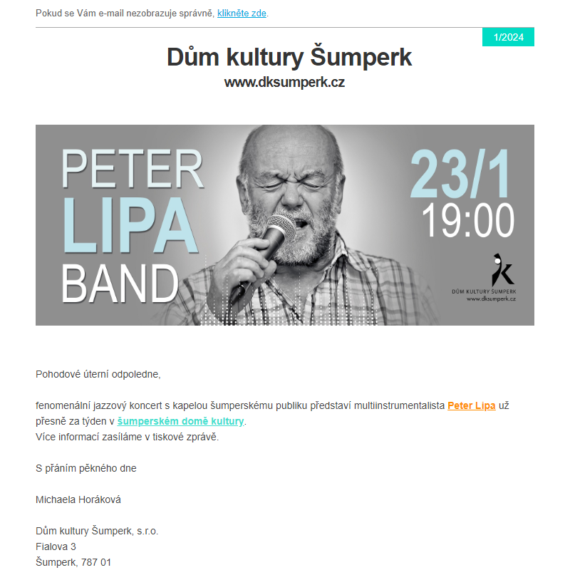 Peter Lipa za týden v Šumperku představí album nahrané v kolébce jazzu
