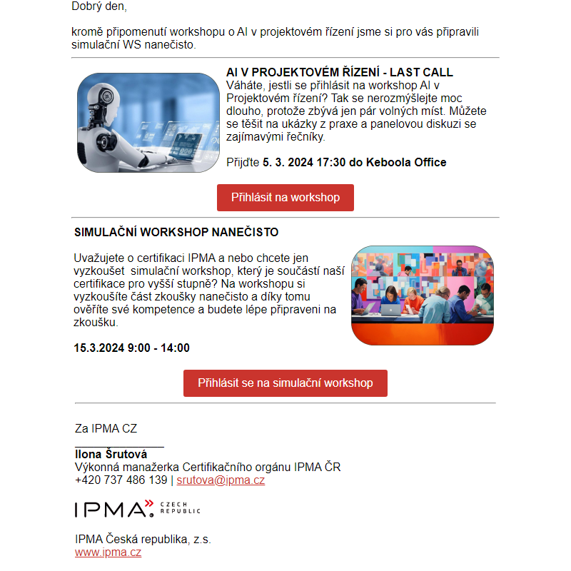 _ IPMA: březnové workshopy, nejen o AI
