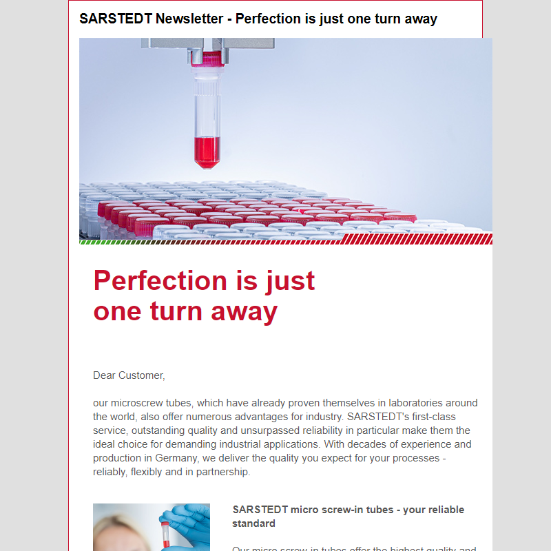 SARSTEDT Newsletter - Perfection is just one turn away