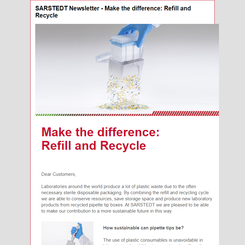 SARSTEDT Newsletter - Make the difference: Refill and Recycle