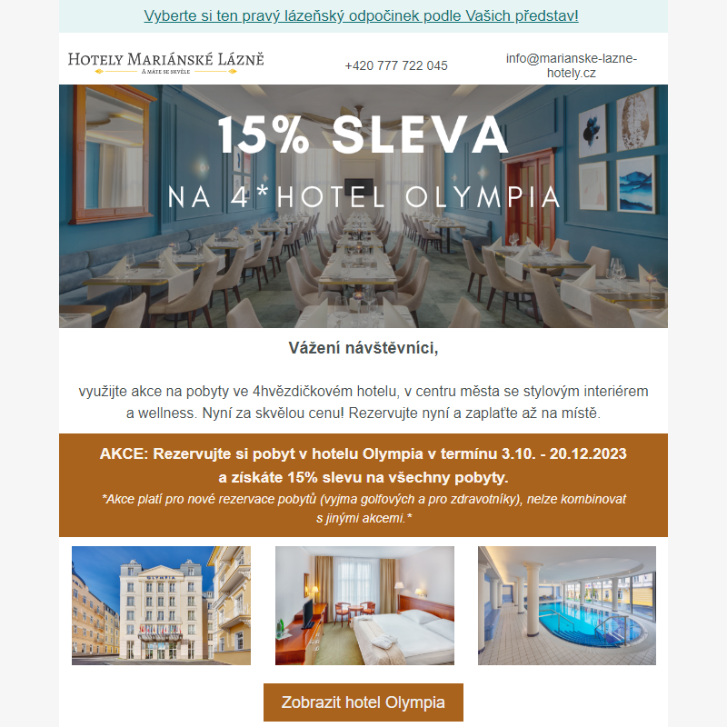 _15% sleva na hotel Olympia _ na pobyty až do konce roku