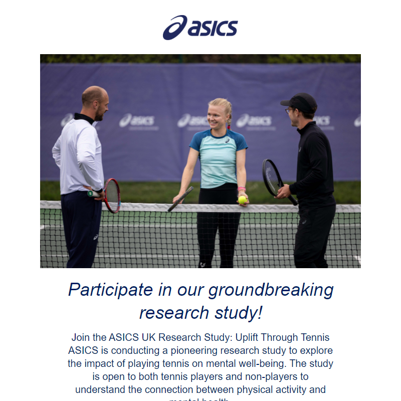 Join the ASICS UK Research Study: Uplift Through Tennis