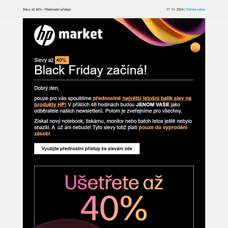 Black Friday slevy začínají teď __ Na 48 hodin jsou jen vaše