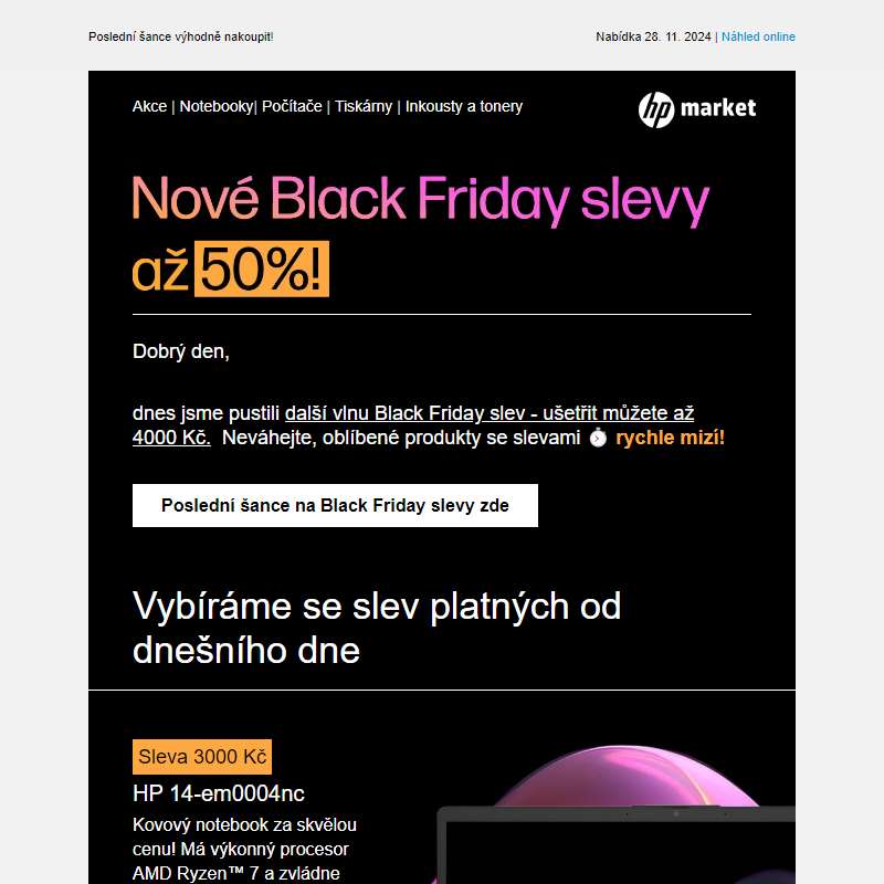 Black Friday: Nové _ slevy až 50%