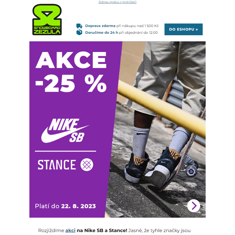 Nike SB a Stance v akci -25 %