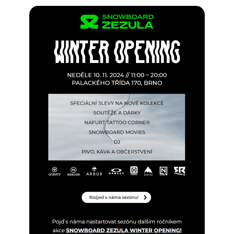 Přijď na SNOWBOARD ZEZULA Winter Opening _