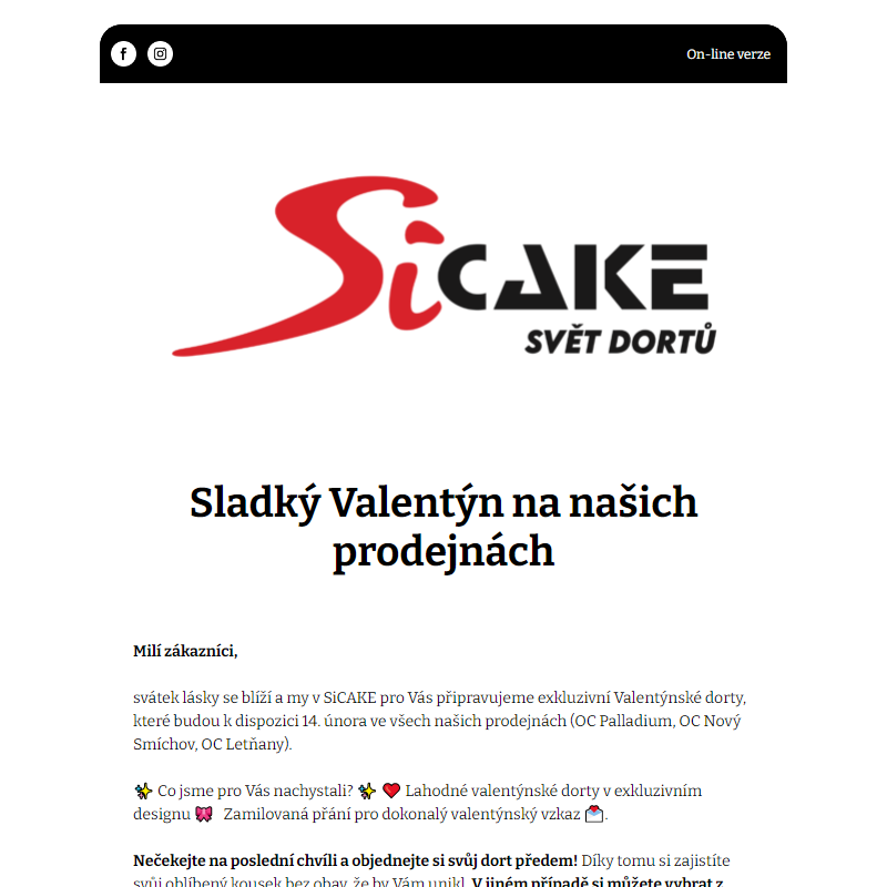 Valentýnské dorty v SiCAKE