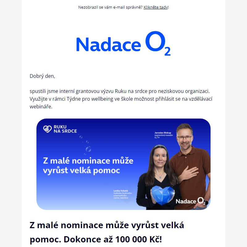 NOVINKY Z NADACE O2 PRO VÁS _