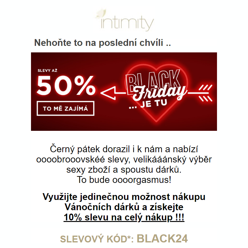 Black Friday v intimnostech a 10% navíc na celý nákup