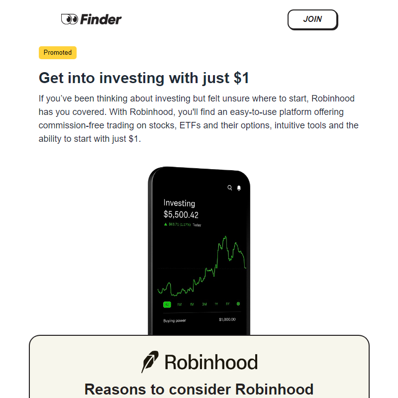 Get into investing with just $1