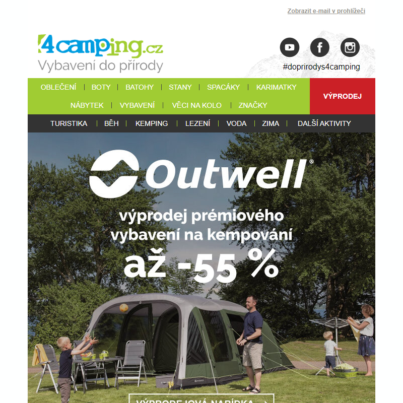 _ Outwell - výprodej prémiového vybavení na kempování + DORUČENÍ ZDARMA na výdejní místa DPD