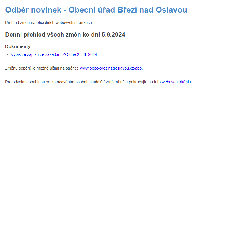 Odběr novinek ze dne 5.9.2024