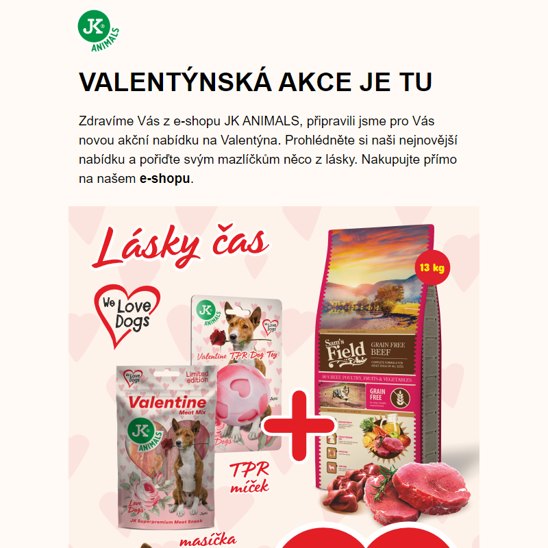 Valentýnská akce na e-shopu JK ANIMALS