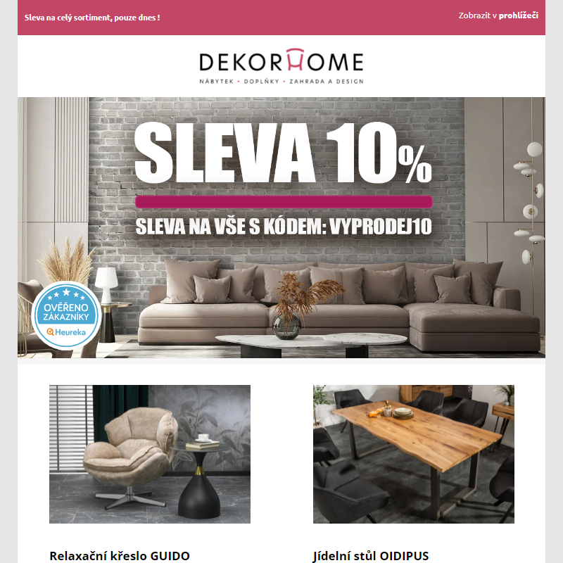 Tipy na designový nábytek: navíc sleva 10% na vše