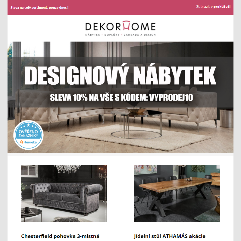 Obrovský výběr designového nábytku a navíc sleva 10% na vše