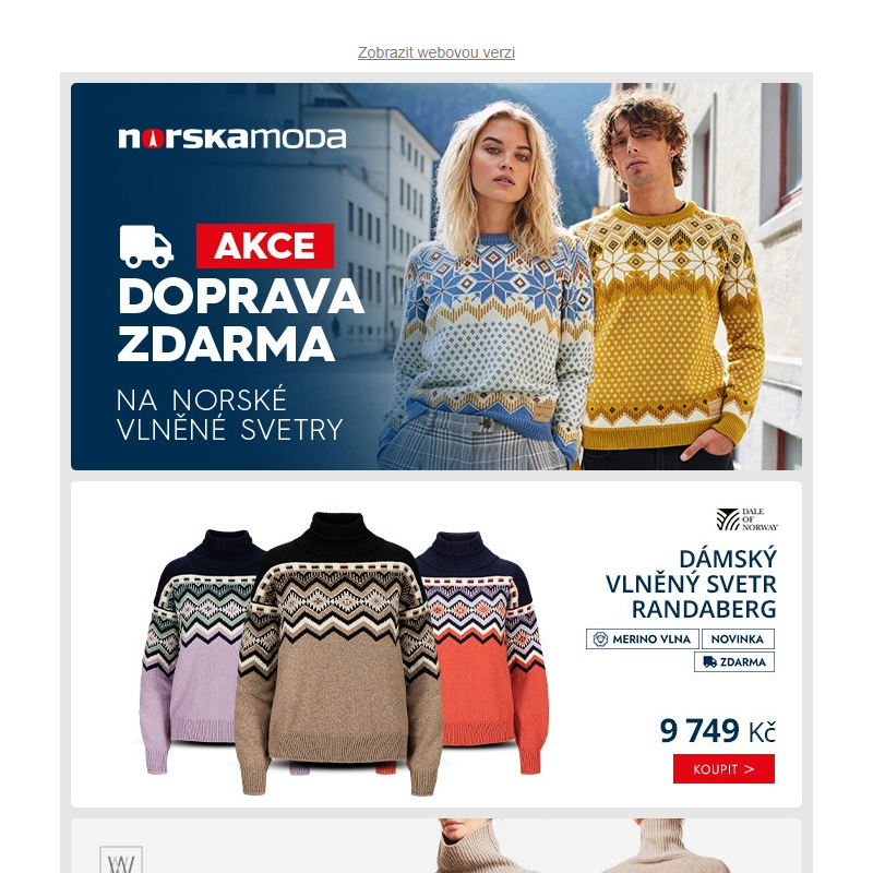 Akce doprava zdarma na norské vlněné svetry >> Sleva 25% na novinky Kari Traa