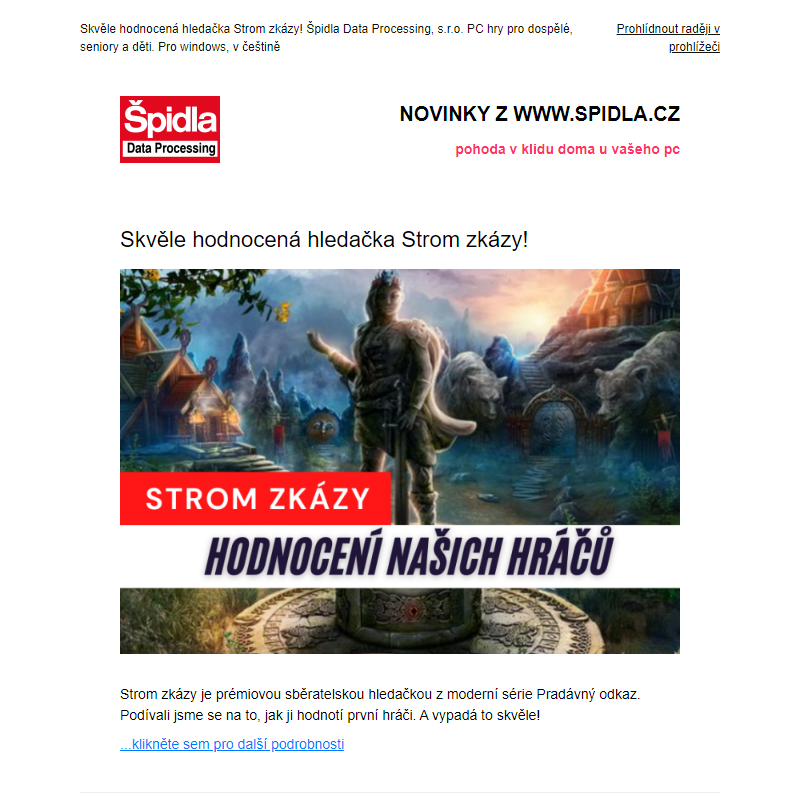 Skvěle hodnocená hledačka Strom zkázy!