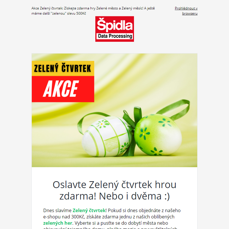 Akce Zelený čtvrtek: Získávejte zdarma hry Zelené město a Zelený měsíc! A ještě máme další 