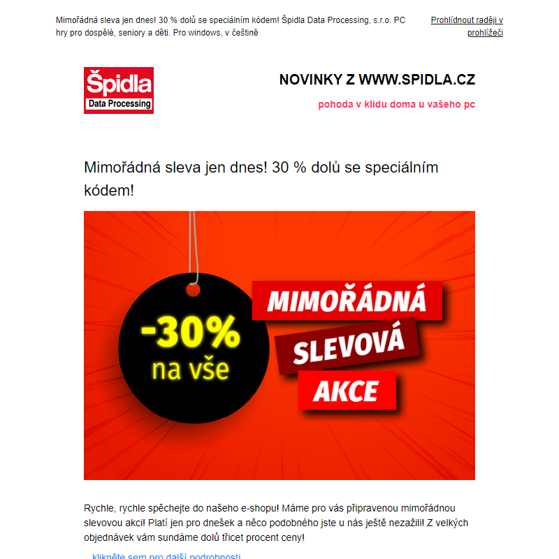 Mimořádná sleva jen dnes! 30 % dolů se speciálním kódem!