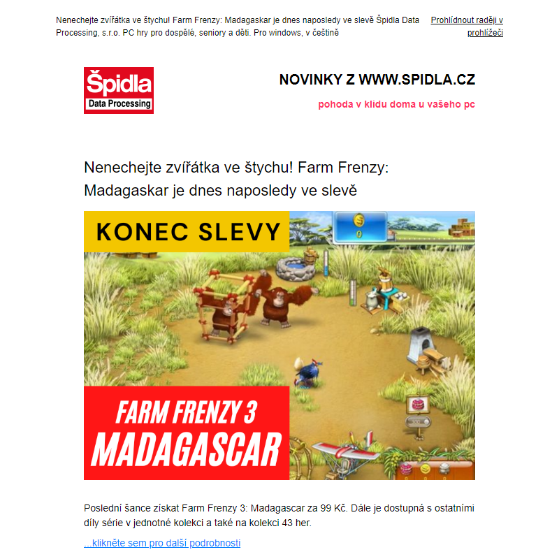 Nenechejte zvířátka ve štychu! Farm Frenzy: Madagaskar je dnes naposledy ve slevě