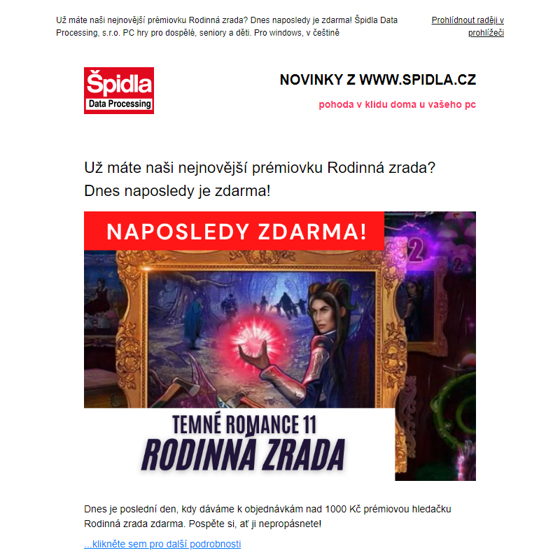 Už máte naši nejnovější prémiovku Rodinná zrada? Dnes naposledy je zdarma!