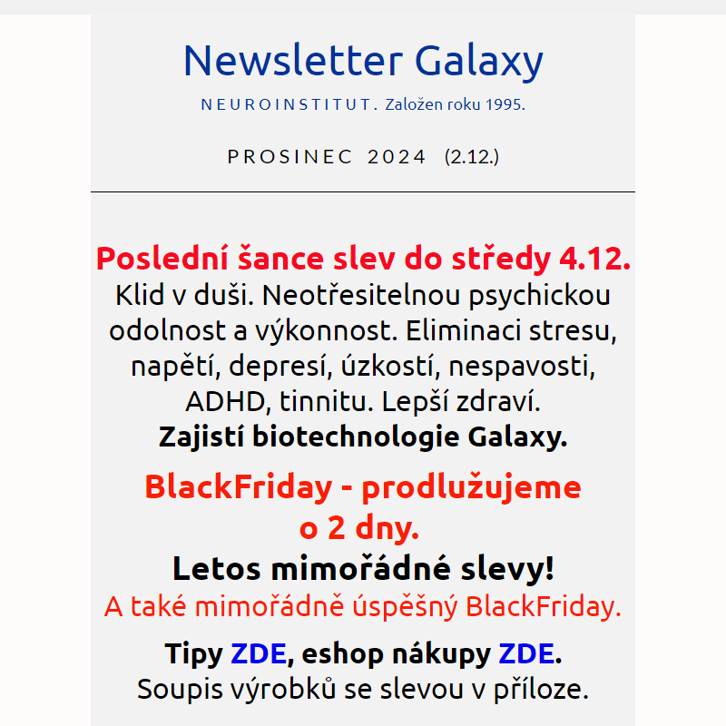 Poslední šance do středy. BlackFriday Galaxy 2.12.