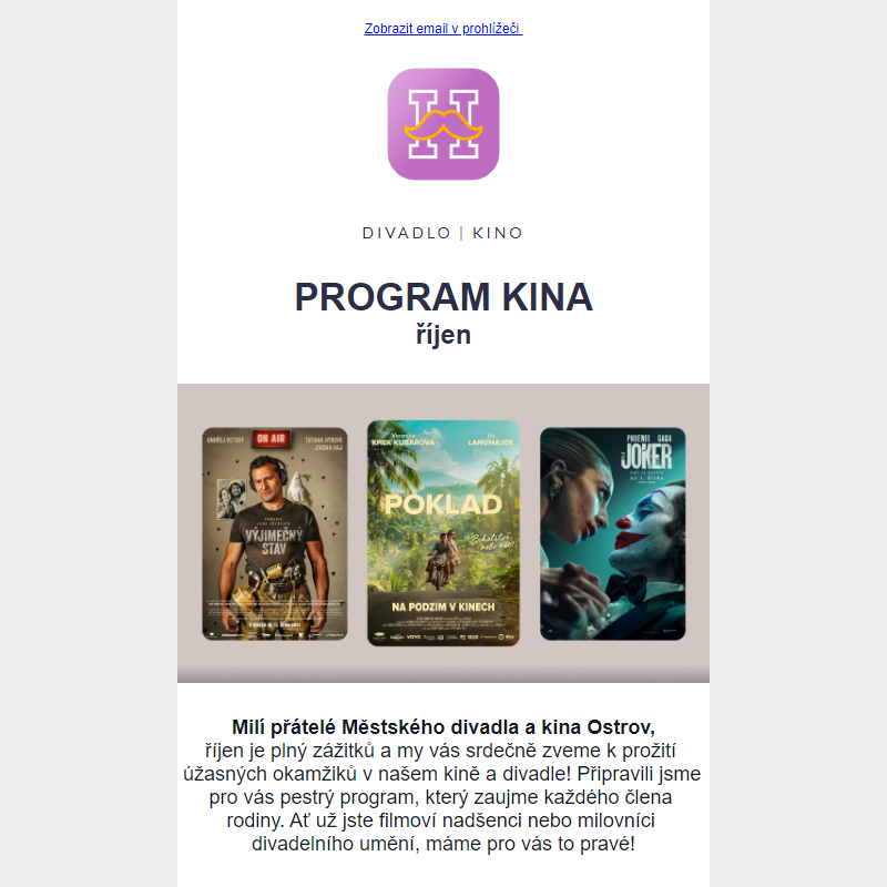 Program kina a divadla na měsíc říjen