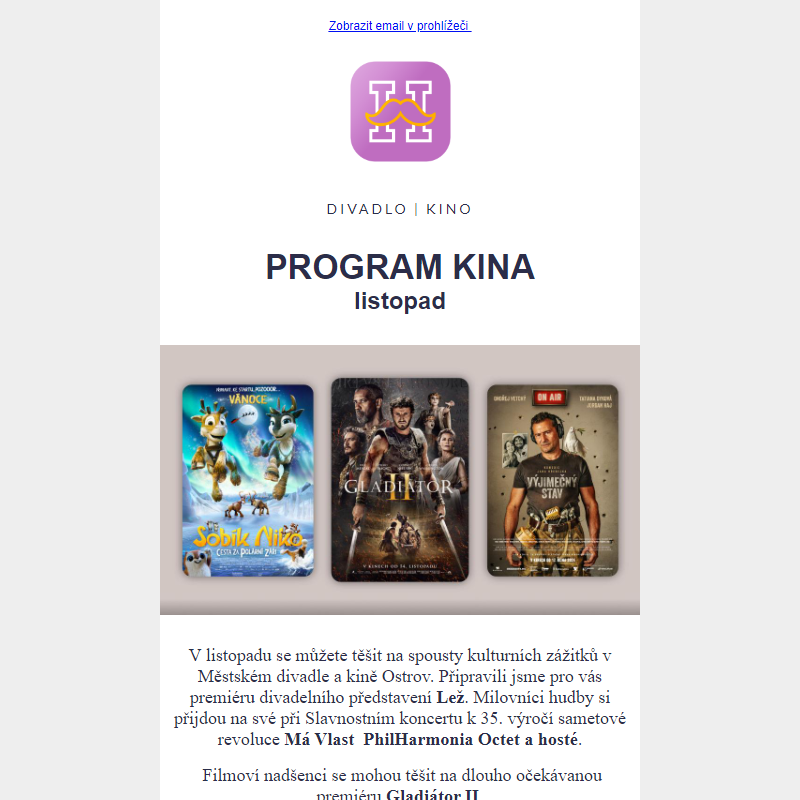 Program kina a divadla listopad