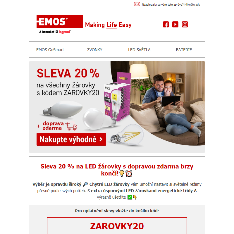 Brzy končí -20 % na LED žárovky _