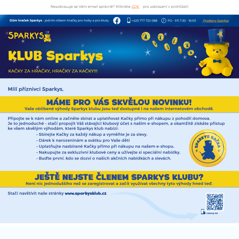 Neuvěřitelné! Vaše členské výhody Sparkys klubu nyní dostupné na e-shopu Sparkys!